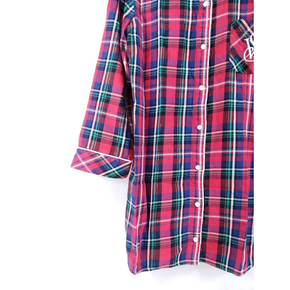 2 Victoria's Secret Shirt Women's Size Small Red Gray Plaid - Picture 10 of 14